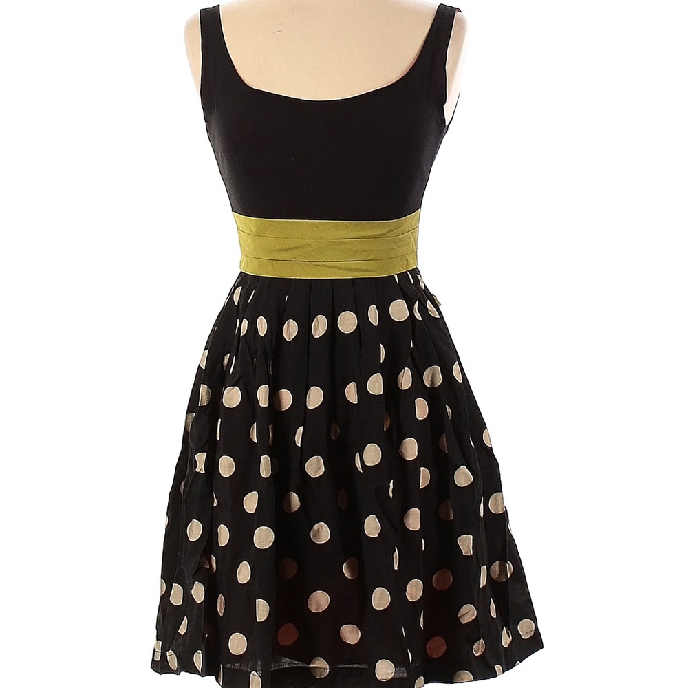 Anthropologie Corey Lynn Calter / Polka Dots Black Casual Dress / Size 6